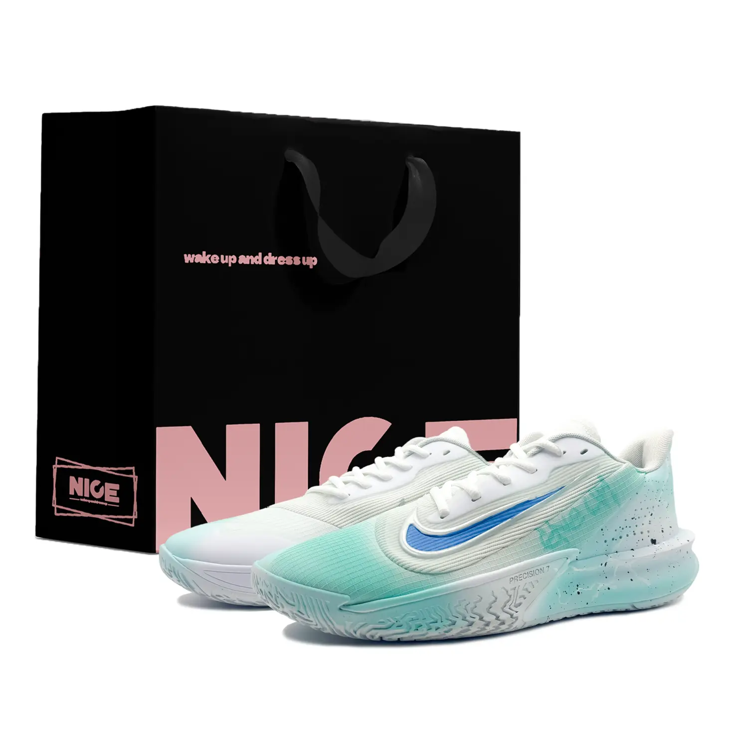 

Nike Баскетбольные кроссовки Precision 7 с низким верхом, устойчивые к истиранию, мужские, мятно-зеленые