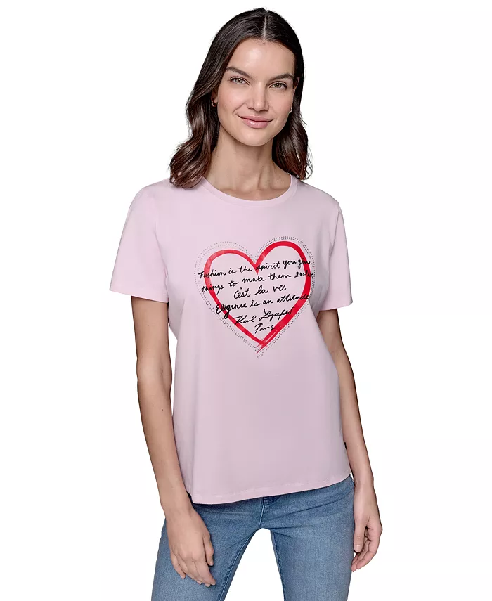 

Женская футболка с принтом Heart Quote KARL LAGERFELD PARIS, розовый