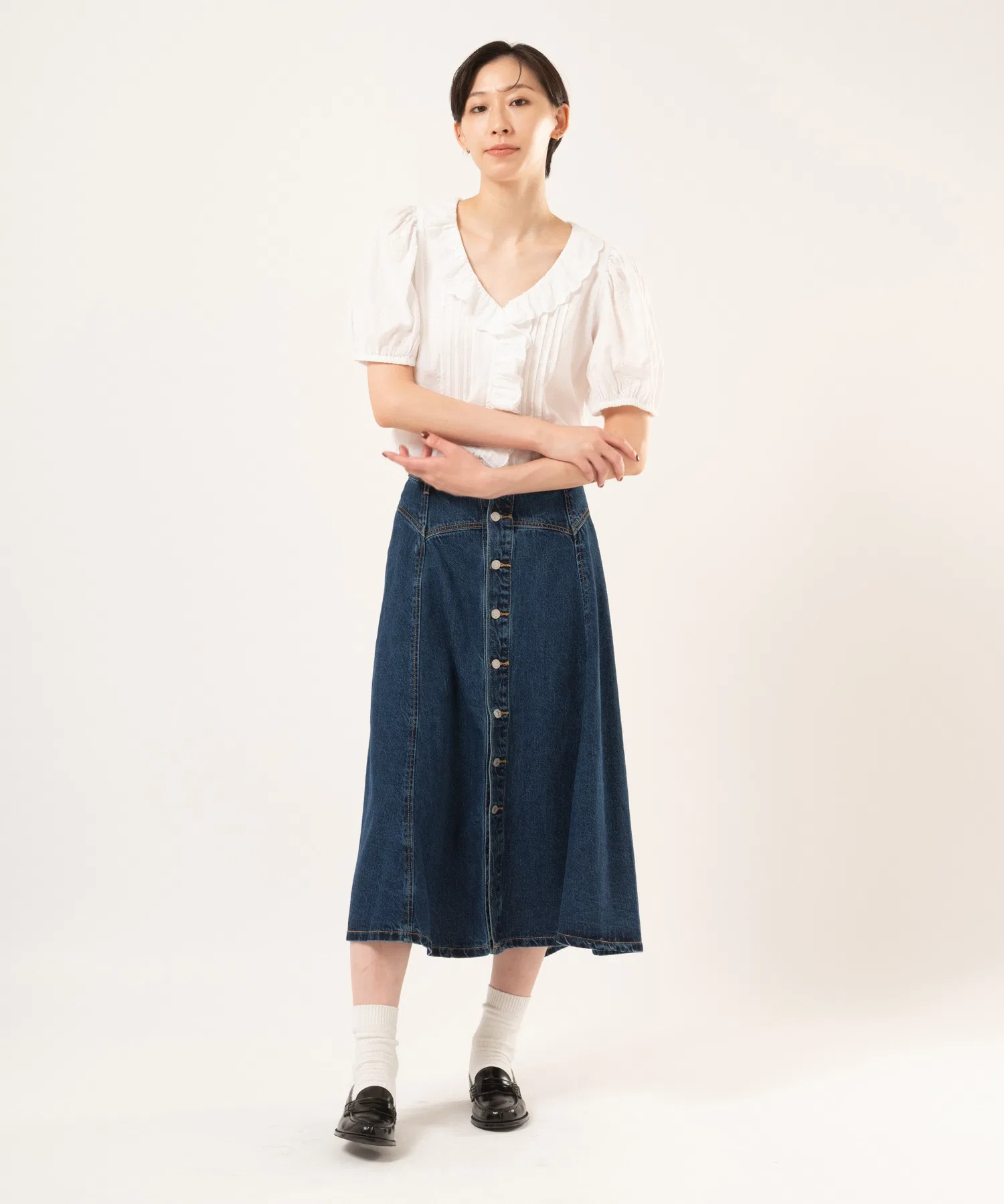 Женская блузка с рюшами Levi's GISELLE белая — фото 4