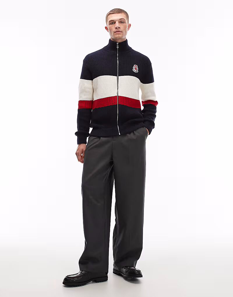 Джемпер с цветными блоками и эмблемой темно-синего цвета на молнии Tommy Hilfiger — фото 2