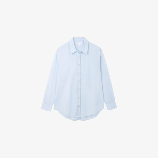 

Длинная хлопковая рубашка из вуали The White Company, синий