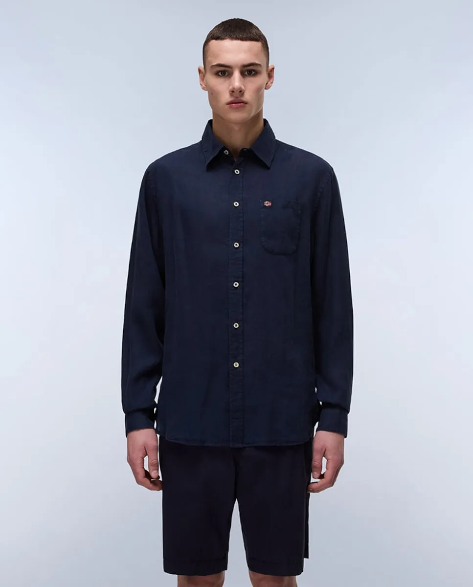 

Мужская льняная рубашка Linen LS, классический крой, темно-синего цвета Napapijri, тёмно-синий