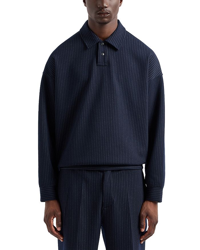 

Длинный поло-свитшот с рукавами Emporio Armani, синий