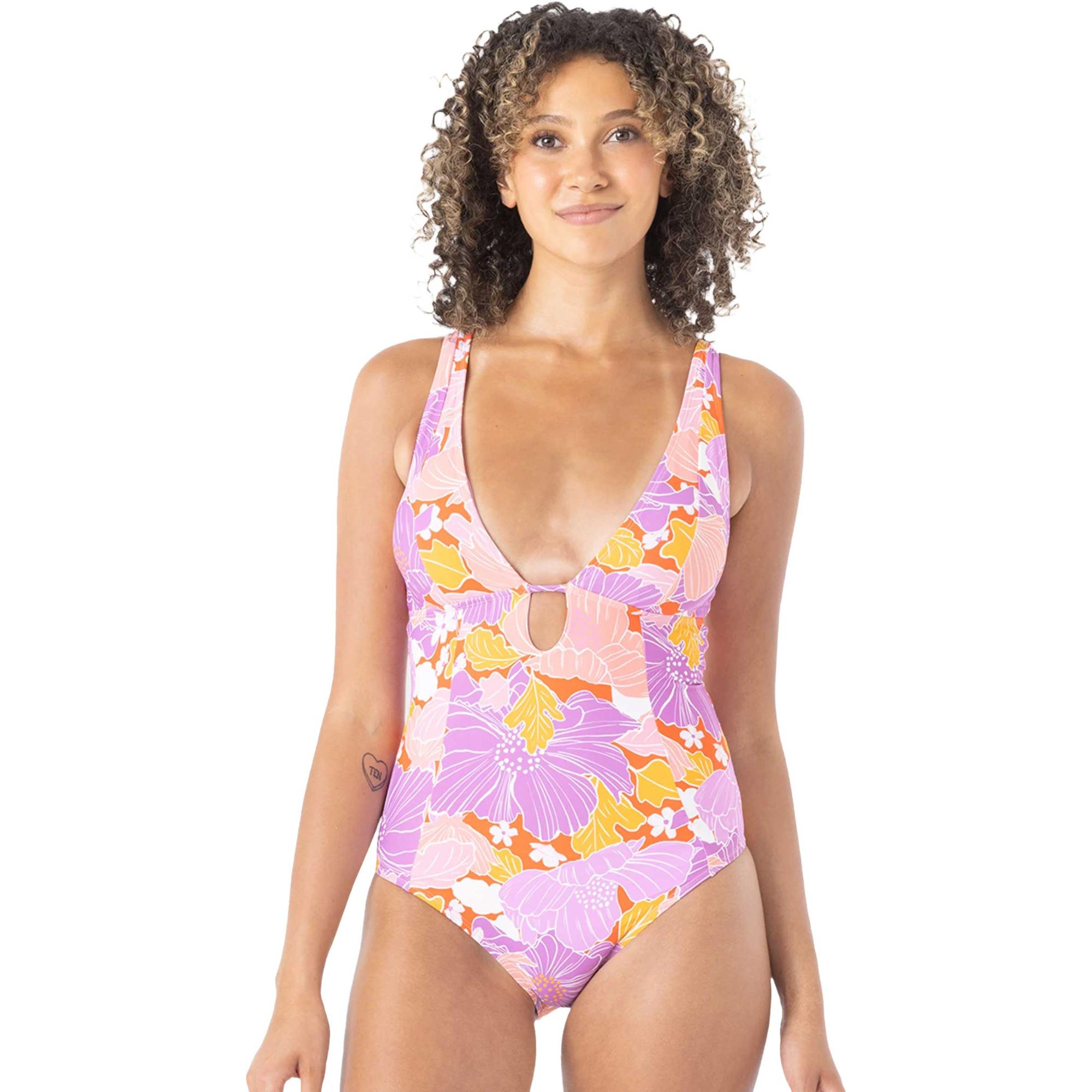 

Женский слитный купальник-клеш с глубоким вырезом и цветочным принтом ROXY, Lilac Multi, Фиолетовый, Женский слитный купальник-клеш с глубоким вырезом и цветочным принтом ROXY, Lilac Multi