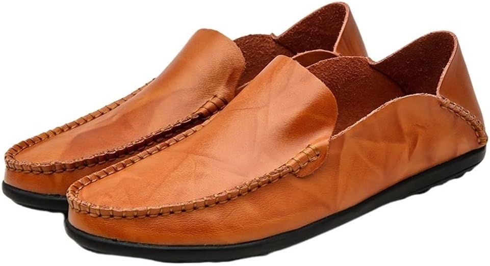 

Мокасины EVSER для мужчин, курительные, простые, легкие кожаные, противоскользящие, гибкие, с плоским каблуком, повседневные, без шнурков (Цвет: красный, Размер: 8)