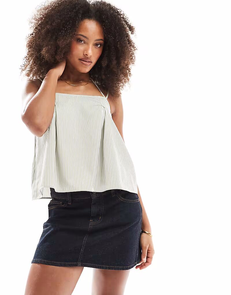 

Объемный топ в полоску с завязкой от ASOS DESIGN
