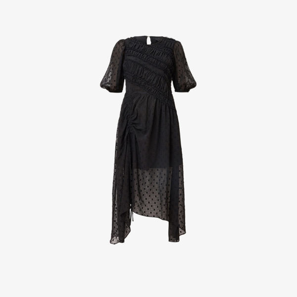 

Спокойное плетёное платье миди Allsaints, черный