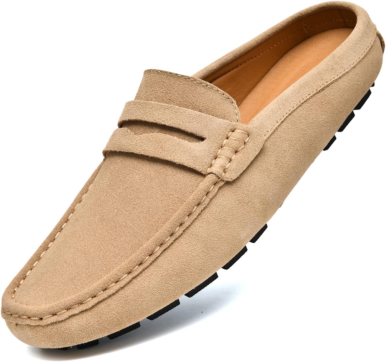 

Мужские слиперы Go Tour из замши ручной работы с кожей, дышащие туфли на плоской подошве, повседневные лоферы, бежевый