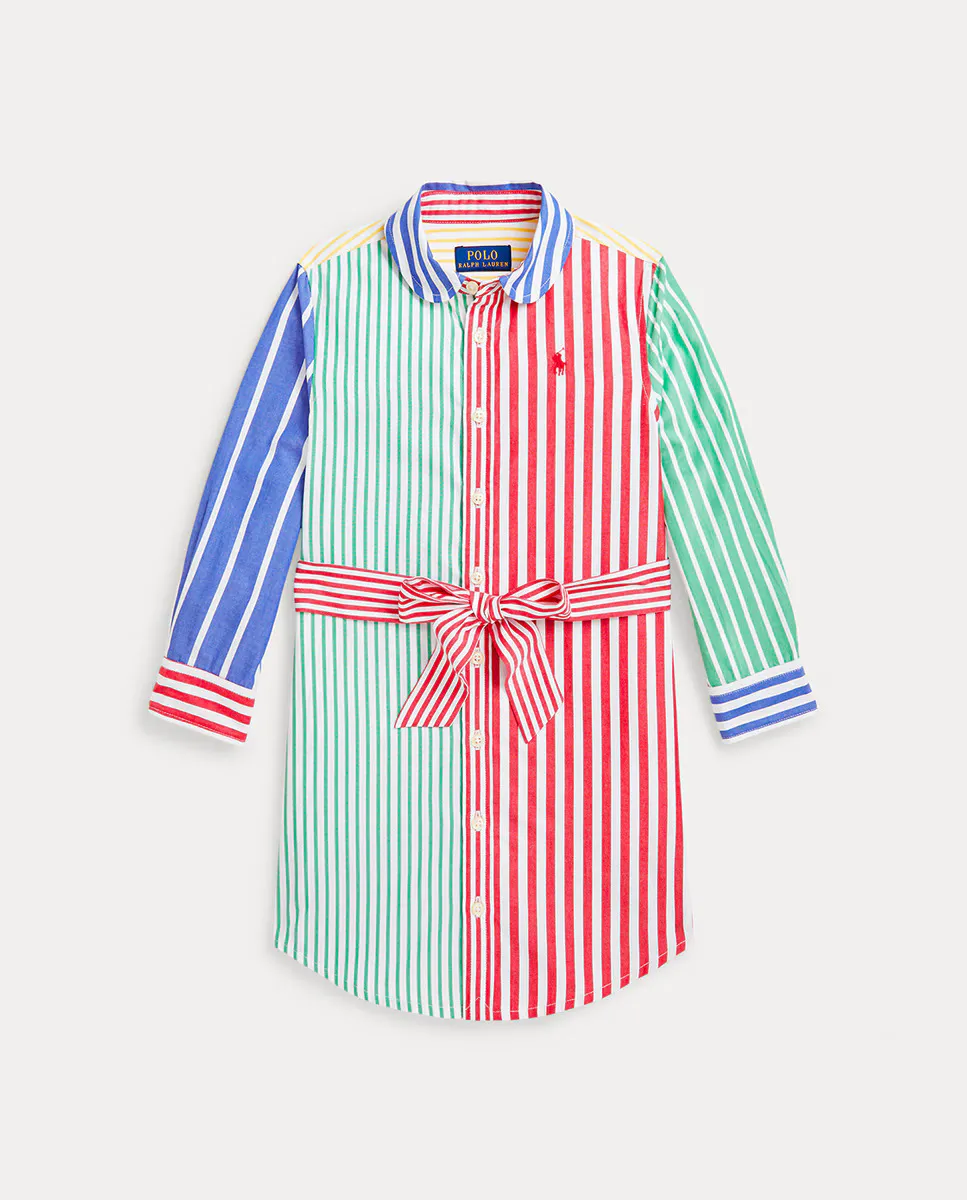 

Хлопковое платье для девочки с поясом Polo Ralph Lauren, многоцветный
