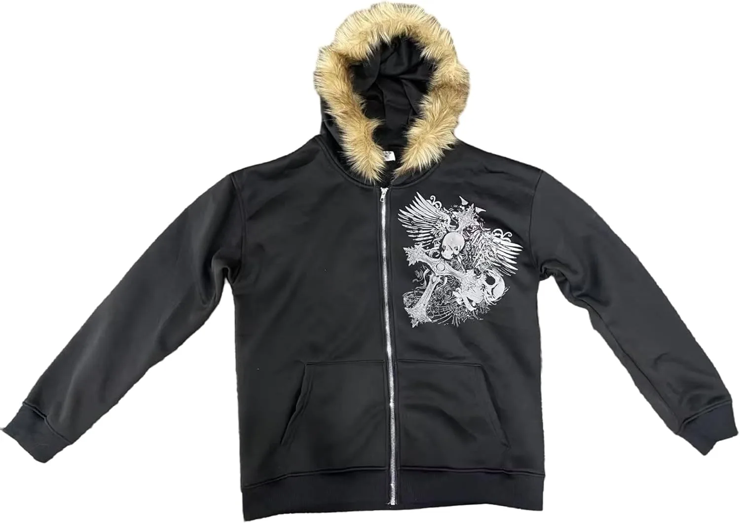 

Толстовка с меховым воротником и молнией y2k aijiojio