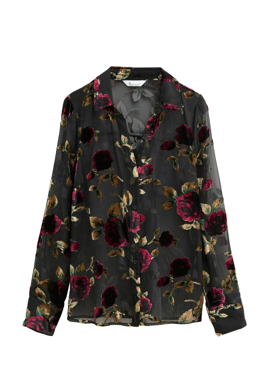 

Блуза Next REGULAR FIT-PREMIUM SHEER FLOCKED, Black Red Floral/Black