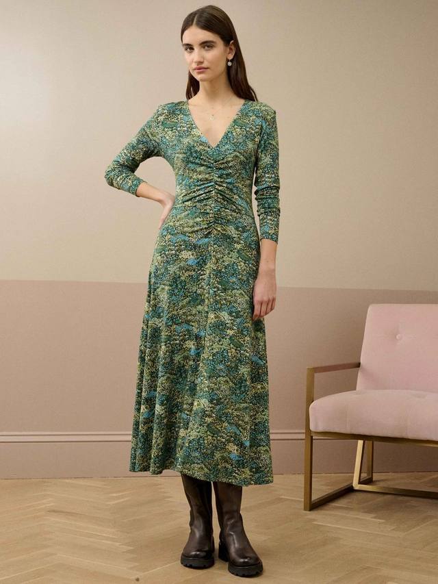 

Ботанический Liberty Print платье с плиссировкой из джерси Brora, Thyme/Forest