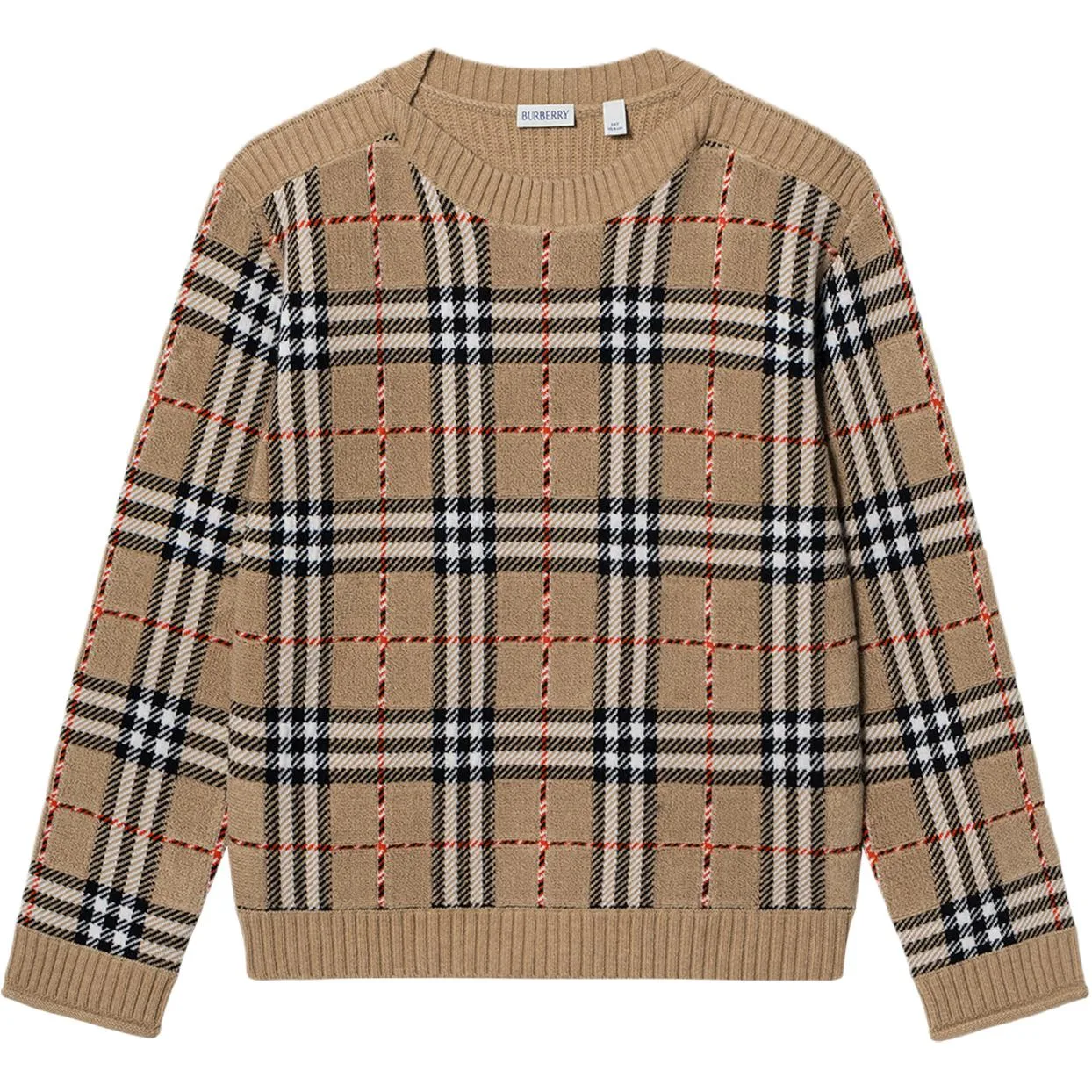 Детский свитер с круглым вырезом Burberry, бежевый