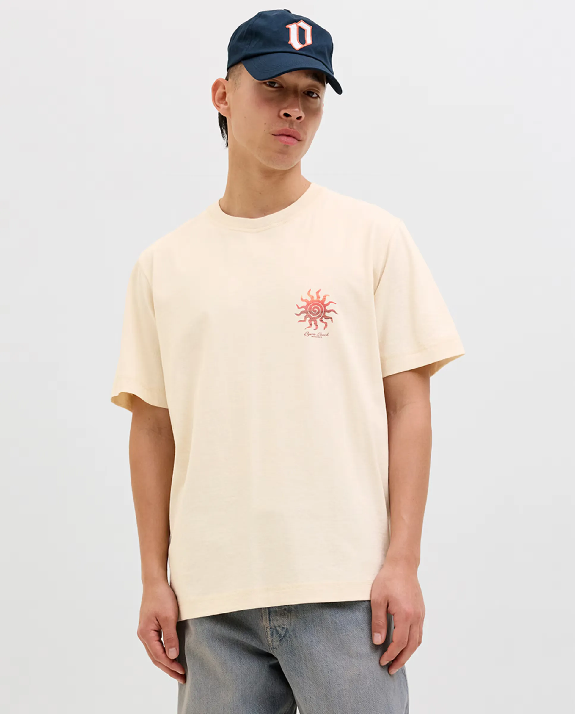 

Мужская футболка с коротким рукавом, боковым принтом и принтом на спине Jack & Jones, цвет Crudo