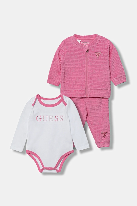 

Хлопковый комплект для малышей 3 предмета Guess, розовый