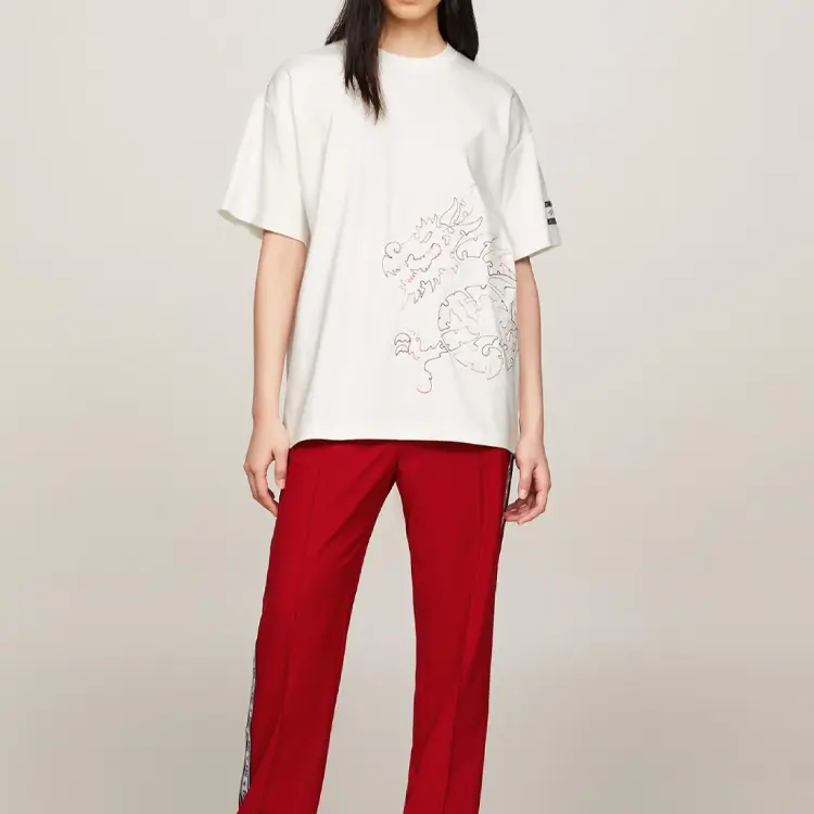 Футболка с совместным брендом Clot X CLOT, унисекс, цвет белый Tommy Hilfiger, кремовый — фото 3