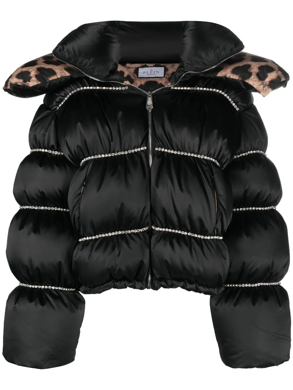 

Декорированный пуховик оверсайз Flame Philipp Plein, черный
