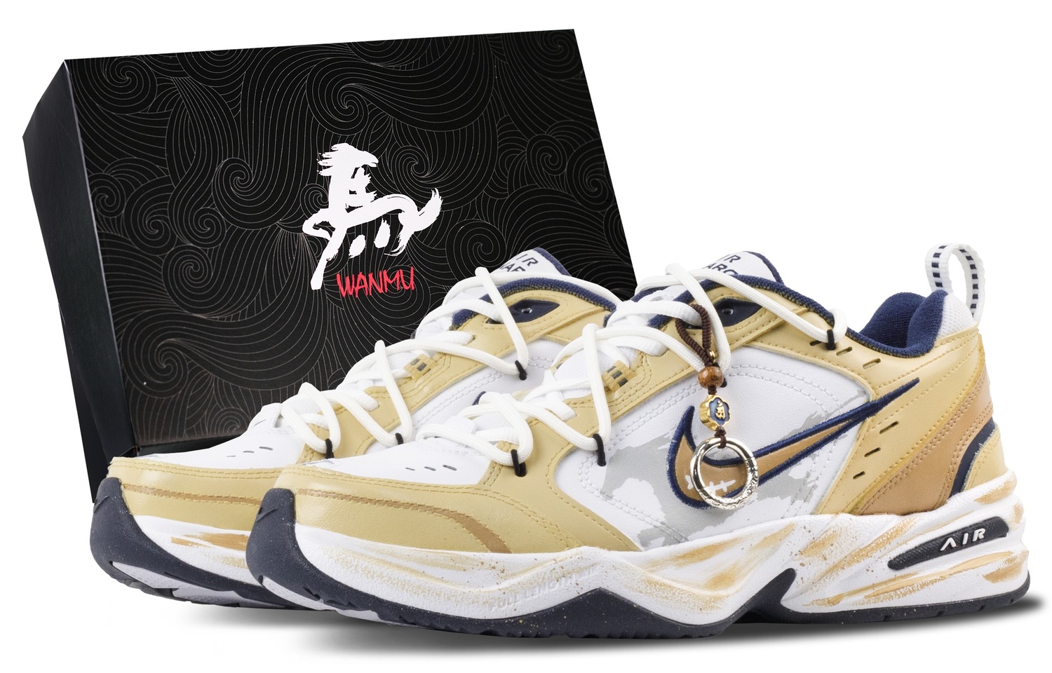 

Nike Air Monarch 4 Jinge Tarpang устойчивые к истиранию кроссовки Low top Chunky Unisex белые желтые