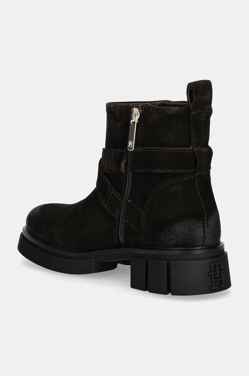 Ботильоны Tommy Hilfiger из замши BIKER BRUSHED SUEDE, коричневый — фото 4