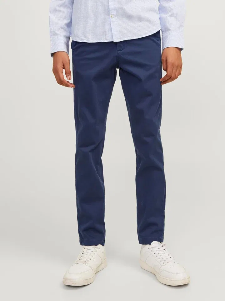 Чино из хлопка с эластаном JACK & JONES Junior, темно-синий — фото 3