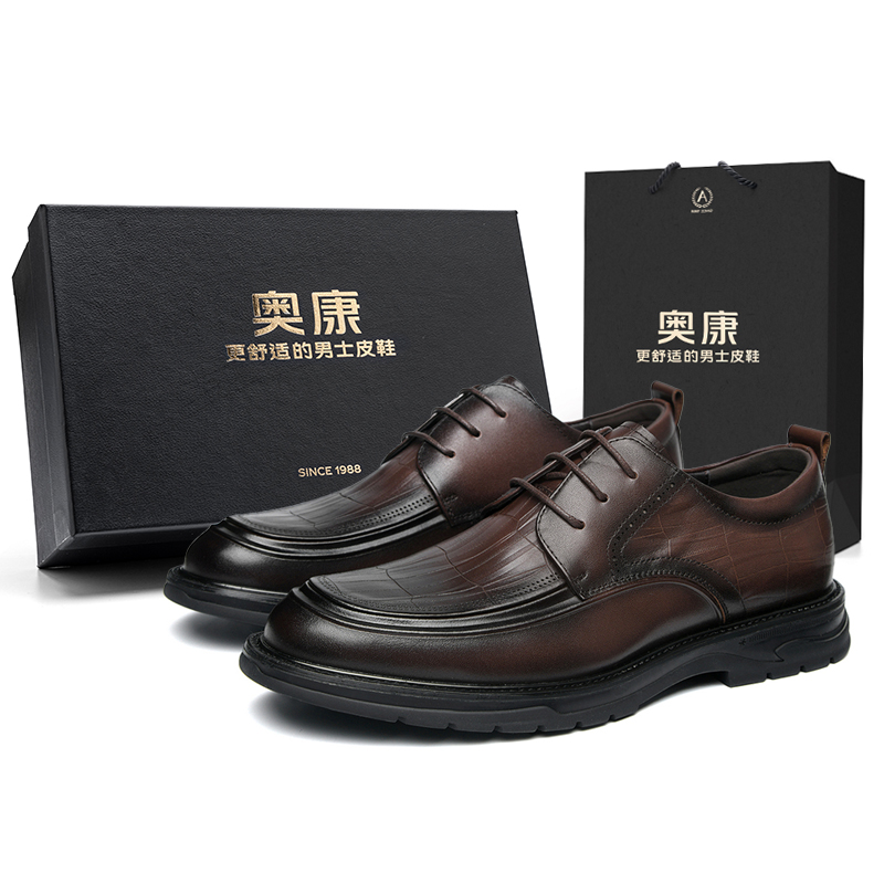 

AOKANG Мужские туфли оксфорды черно-коричневые низкие, цвет Black (Standard Leather Shoe Size)