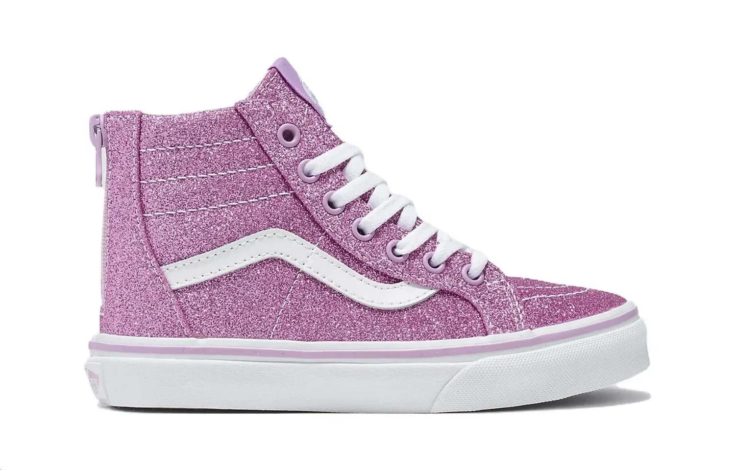Детские фиолетовые блестящие кроссовки Vans Sk8-Hi Zip VN0A4BUXLLC для скейтбординга