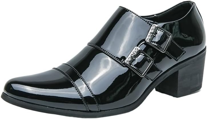 

Мужские ботинки Челси без застежек, высокие кожаные туфли с острым носком, низкие оксфорды с монк-пряжками, для бизнеса, свадьбы, официальных мероприятий и повседневной носки Zestrelax, черный