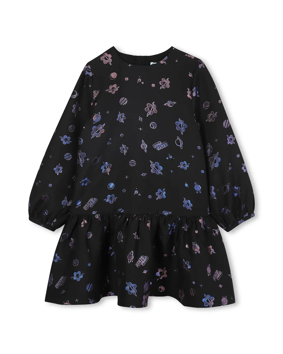 

Детское платье черного цвета с длинными рукавами Kenzo Kids
