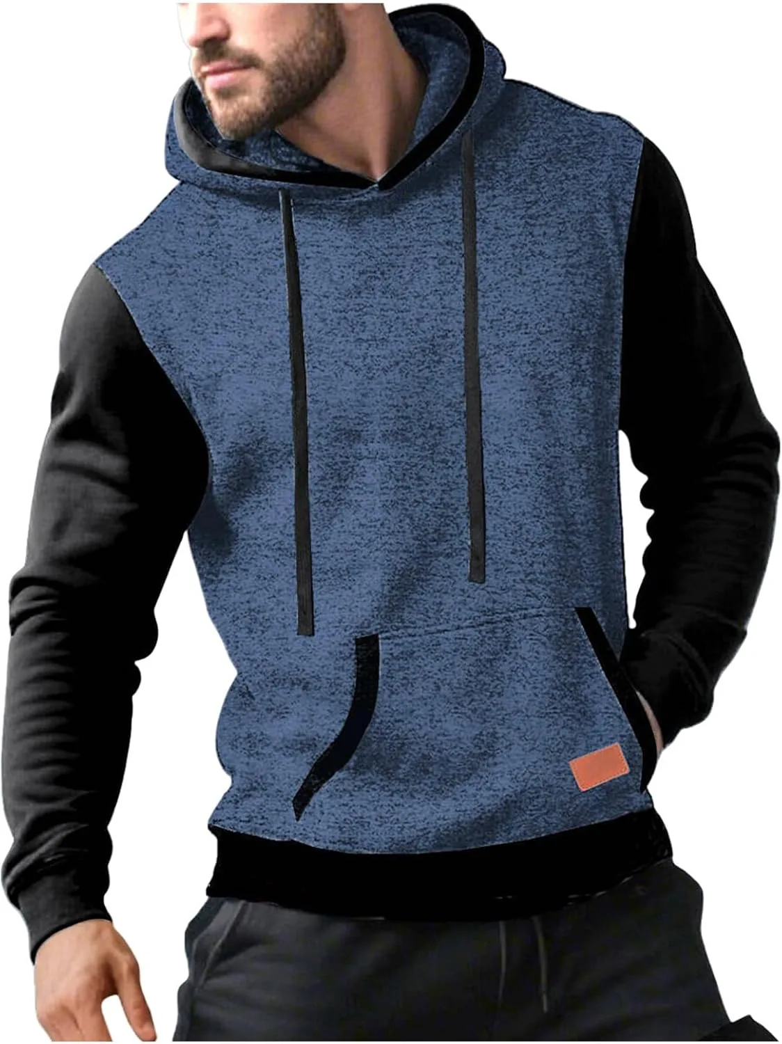 

Мужская хлопковая толстовка с капюшоном casual, цветной блок, длинный рукав Zyuoel
