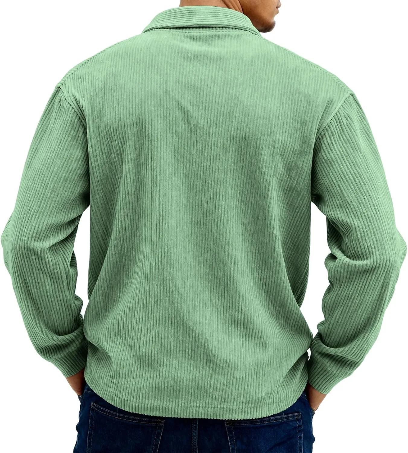 Мужская рубашка-поло с длинным рукавом, Casual Corduroy, S-5XL — фото 4