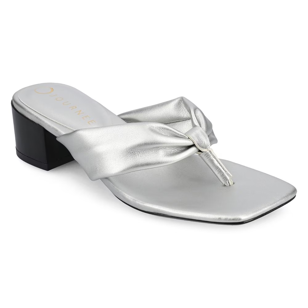 Блочные босоножки на каблуке Journee, silver