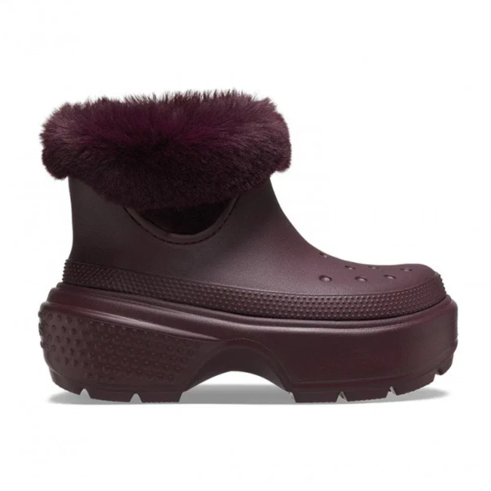 Ботинки Crocs Stomp Lined 208718-6WD, темно-вишневого цвета, с рифленой подошвой и платформой, модель JAX1195 — фото 2