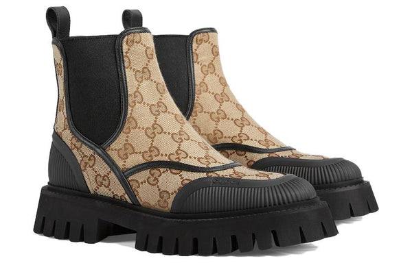 Кроссовки casual style leather logo boots 'beige black' Gucci, бежевый — фото 3