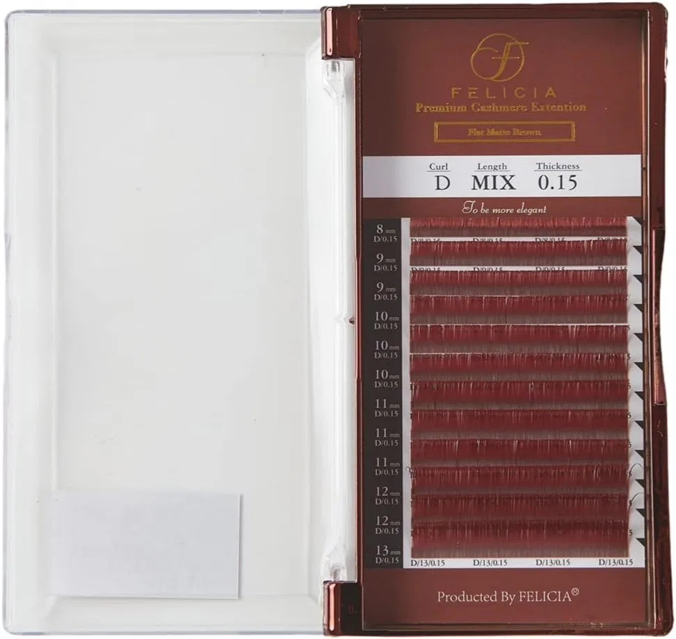 Ресницы FELICIA Flat Lash Ultra Soft винные 12 рядов D изгиб 0.15 8-13 мм