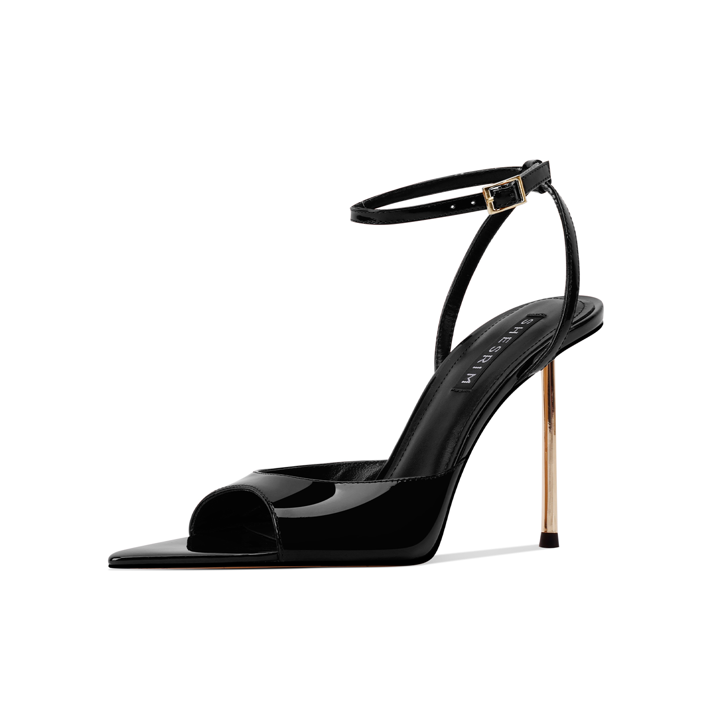 Shesrim Женские сандалии на одной застежке черные высота каблука 9,5 см, цвет Black (9.5CM)