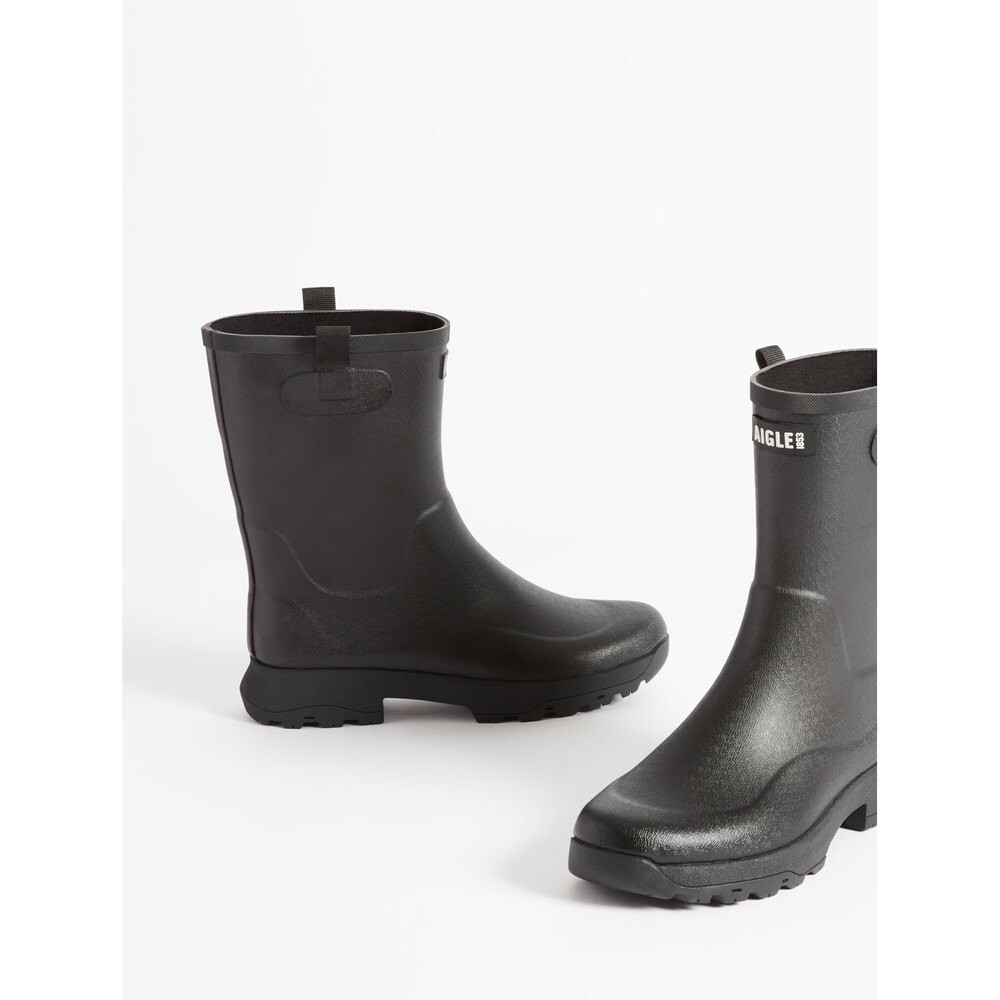 Сапоги женские резиновые Aigle Alya с логотипом, черный — фото 2