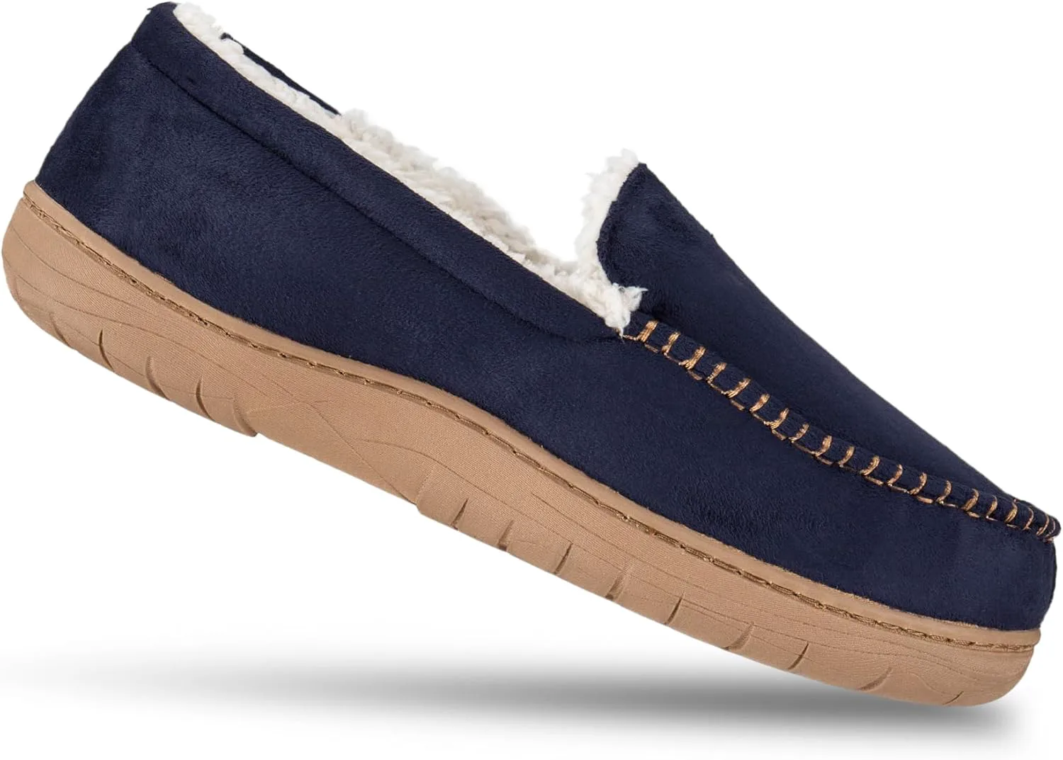Мужские домашние тапочки Haggar Venetian Slipper для дома и улицы с комфортом из пены с эффектом памяти, темно-синий — фото 2