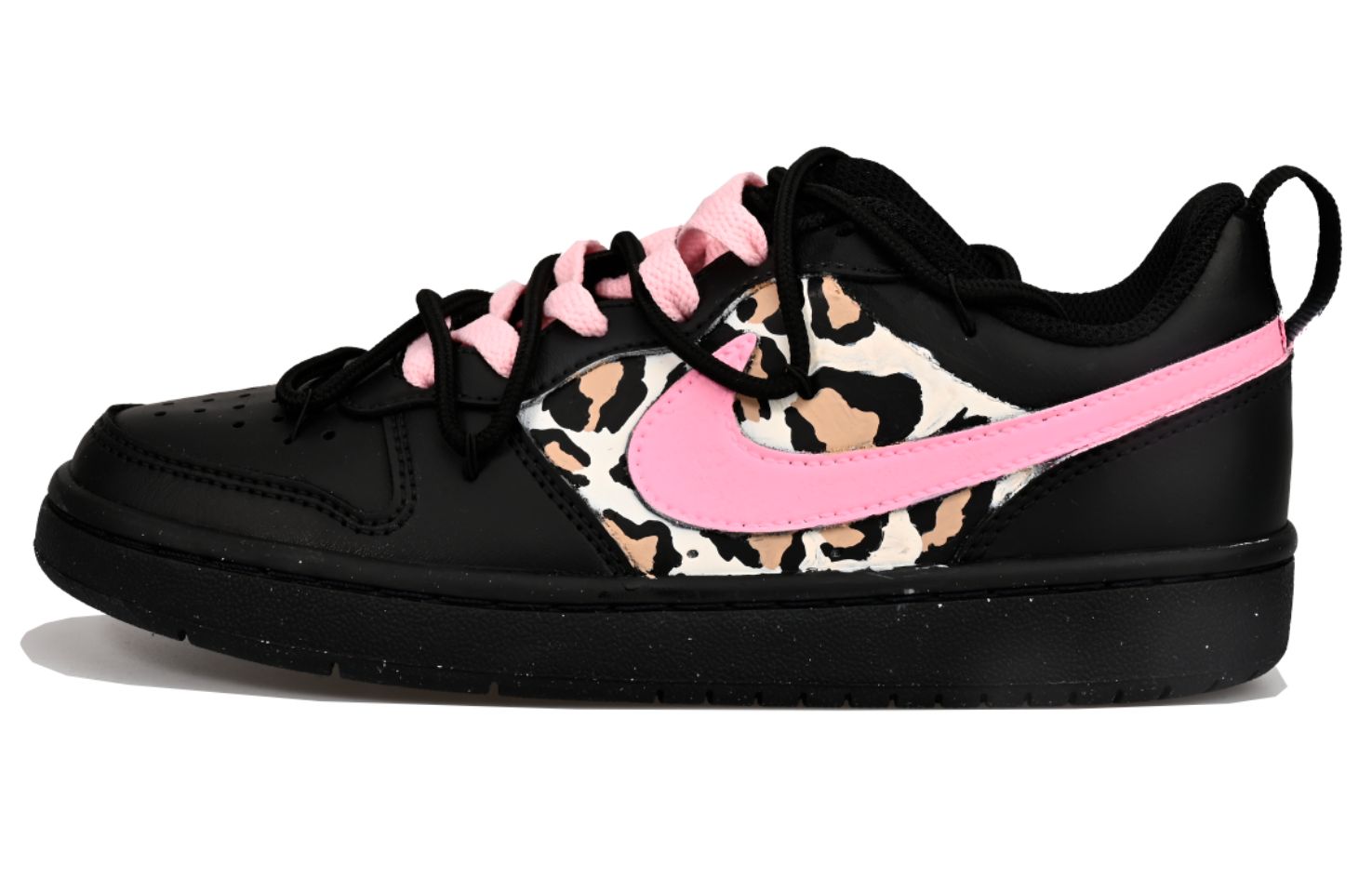 

Nike Court Borough Leopard Print Sweetheart Low top детские скейтбординг кроссовки Black Pink для подростков