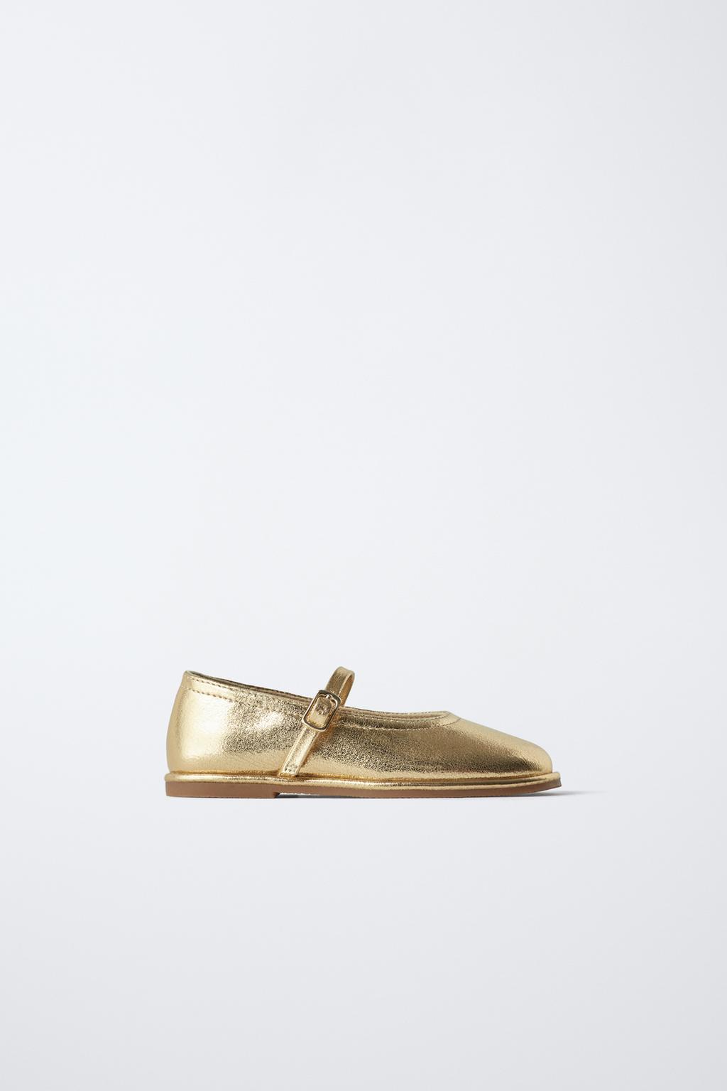 

Металлические балетки ZARA, золотой