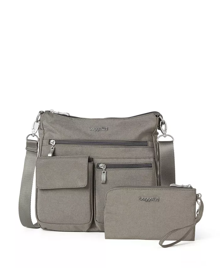 

Женская современная поясная сумка Everywhere Slim Crossbody с RFID-браслетом, набор из 2 предметов Baggallini, серый