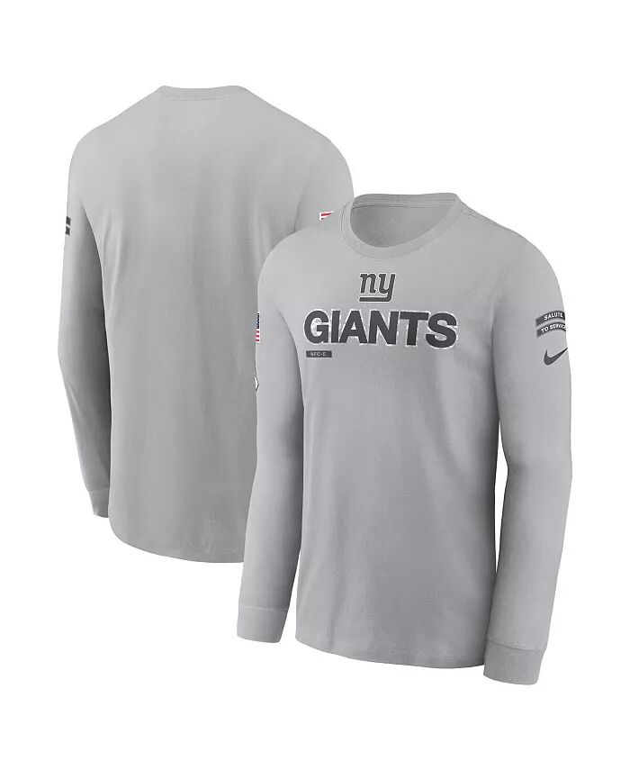 

Мужская серая футболка с длинным рукавом New York Giants 2024 Salute To Service Nike