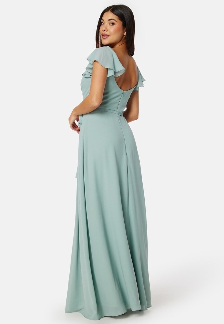 

Длинное платье Sleeve Draped Chiffon Gown Bubbleroom, зеленое