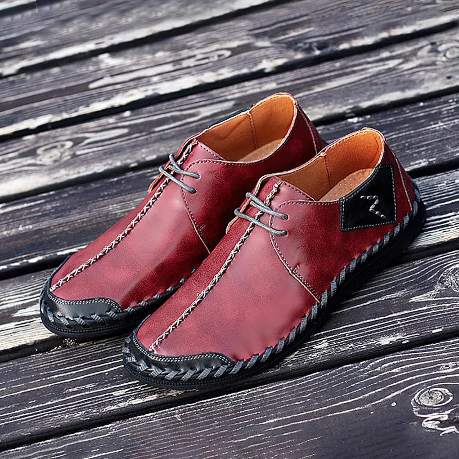 Лоферы из кожи, slip-on, rismart, бордовый — фото 4