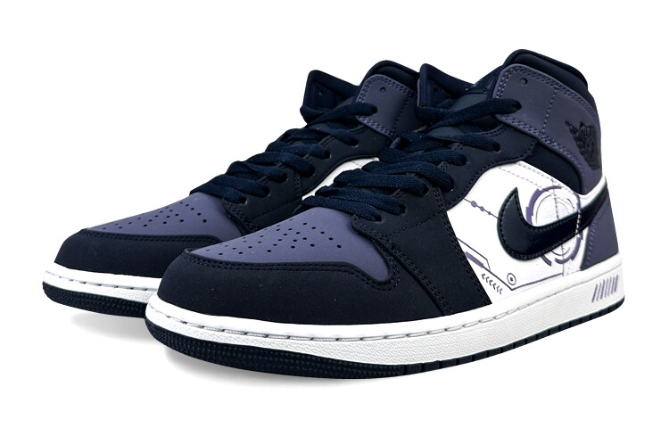 Кроссовки Air Jordan 1 Vintage Basketball Shoes Unisex Mid-top Purple, белый — фото 3