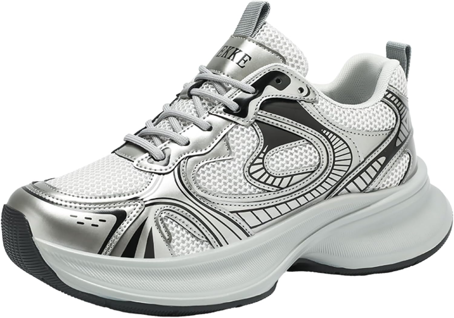 

Мужские повседневные кроссовки для ходьбы - модные массивные платформенные кеды, обувь в стиле «папа» на шнуровке для работы, тренировок и повседневного использования Kpdwfms, серебро