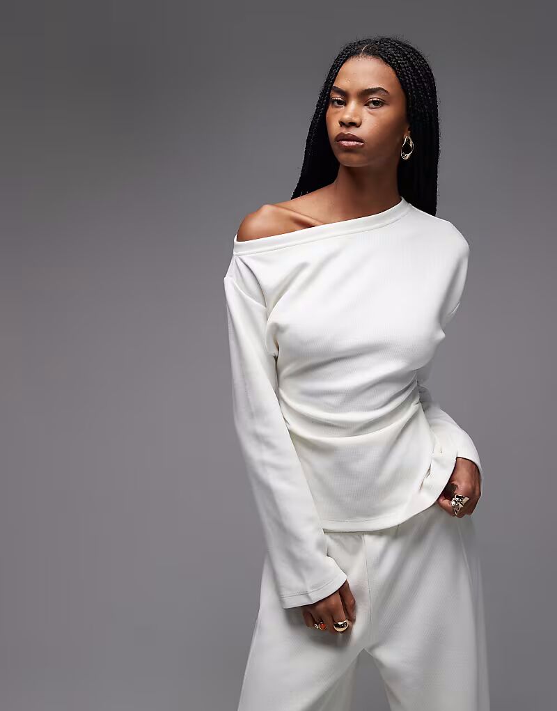 

Футболка Supersoft с корсетом и открытыми плечами, кремового цвета Asos Design, Бежевый, Футболка Supersoft с корсетом и открытыми плечами, кремового цвета Asos Design