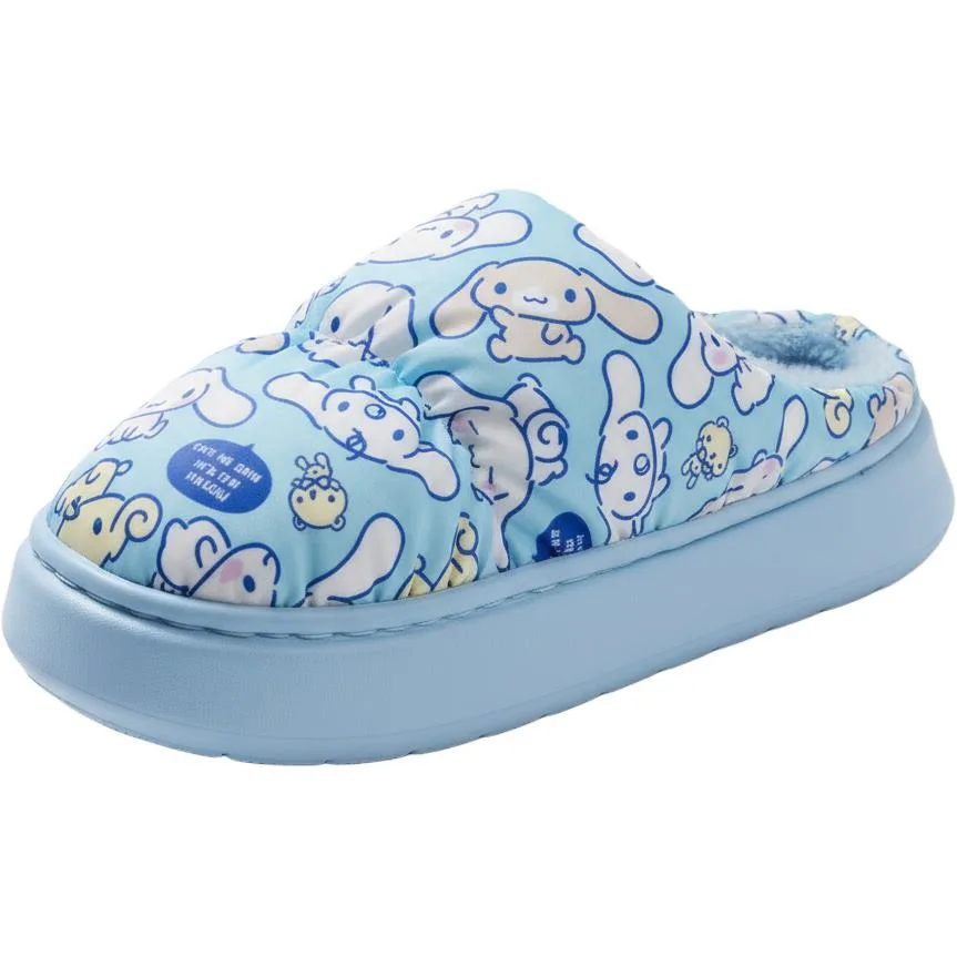 Домашние тапочки для детей с флисовой подкладкой, нескользящие Sanrio, Blue-Cinnamoroll