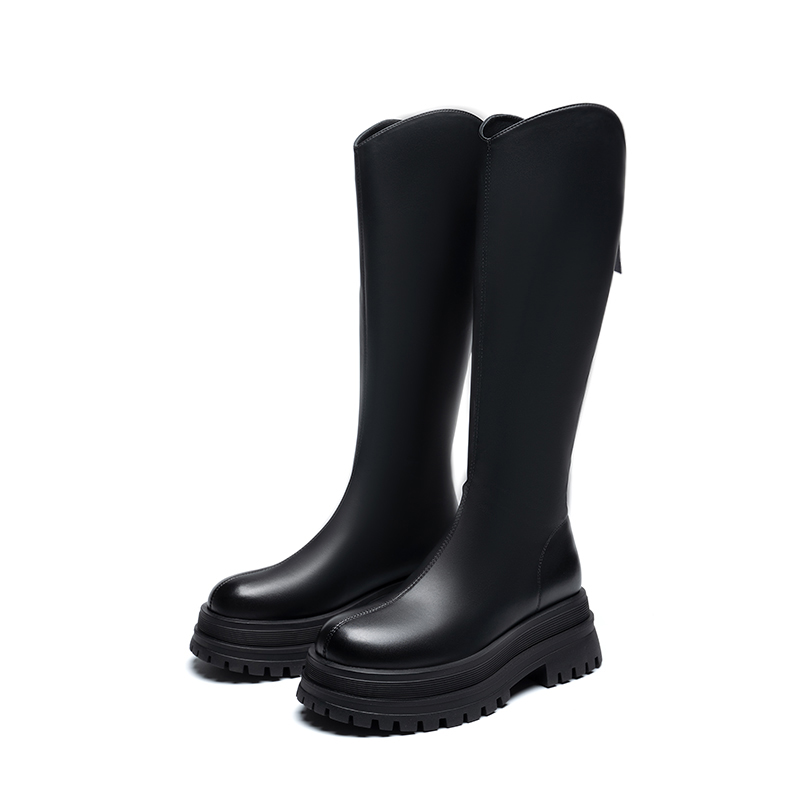 Высокие сапоги женские Black/Brown ZHR, Black (Бестселлер) с флисовой подкладкой, высота каблука 6 см, EH92A — фото 3