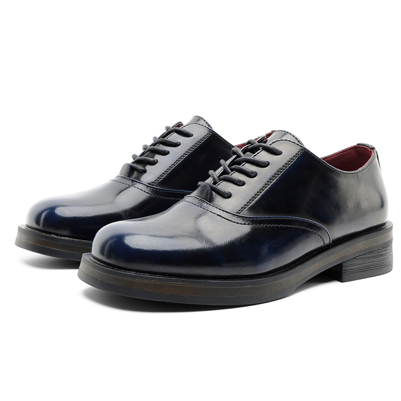 

WEISHIBANGWEI Кожаные повседневные туфли мужские с синим скрытым каблуком, цвет Blue Hidden Wedge