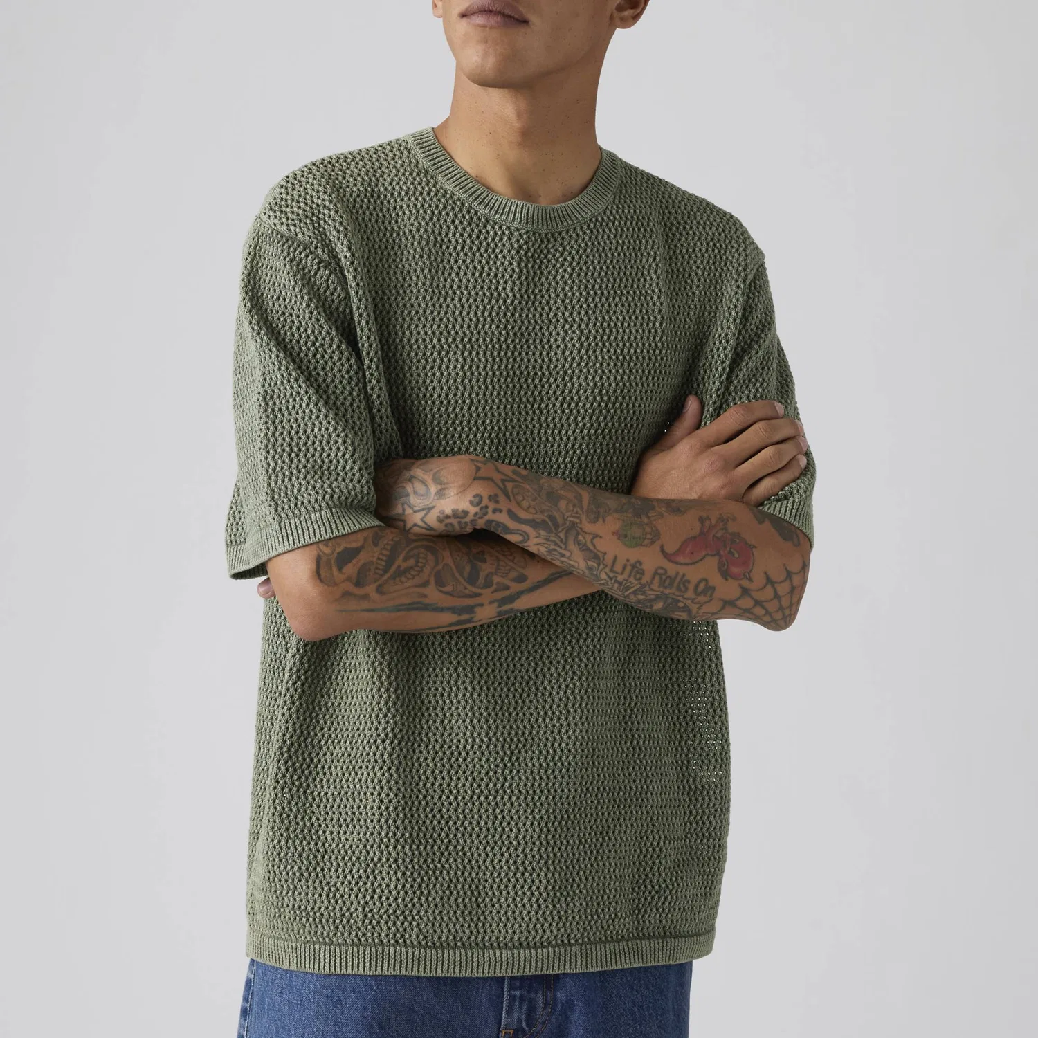 Вязаный джемпер Levis Men's Green Crew Neck Moderate — фото 4